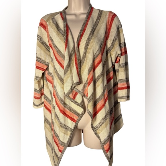 Torrid striped draped knit open cardigan sweater waterfall boho layering Size 1x - Picture 3 of 10